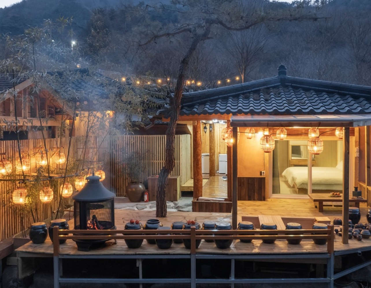 산청에 가면~ 노천탕도 있고, 코스 요리도 있고~